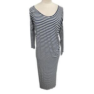 Vivienne Westwood Black and White Striped Long Sleeve Midi Dress